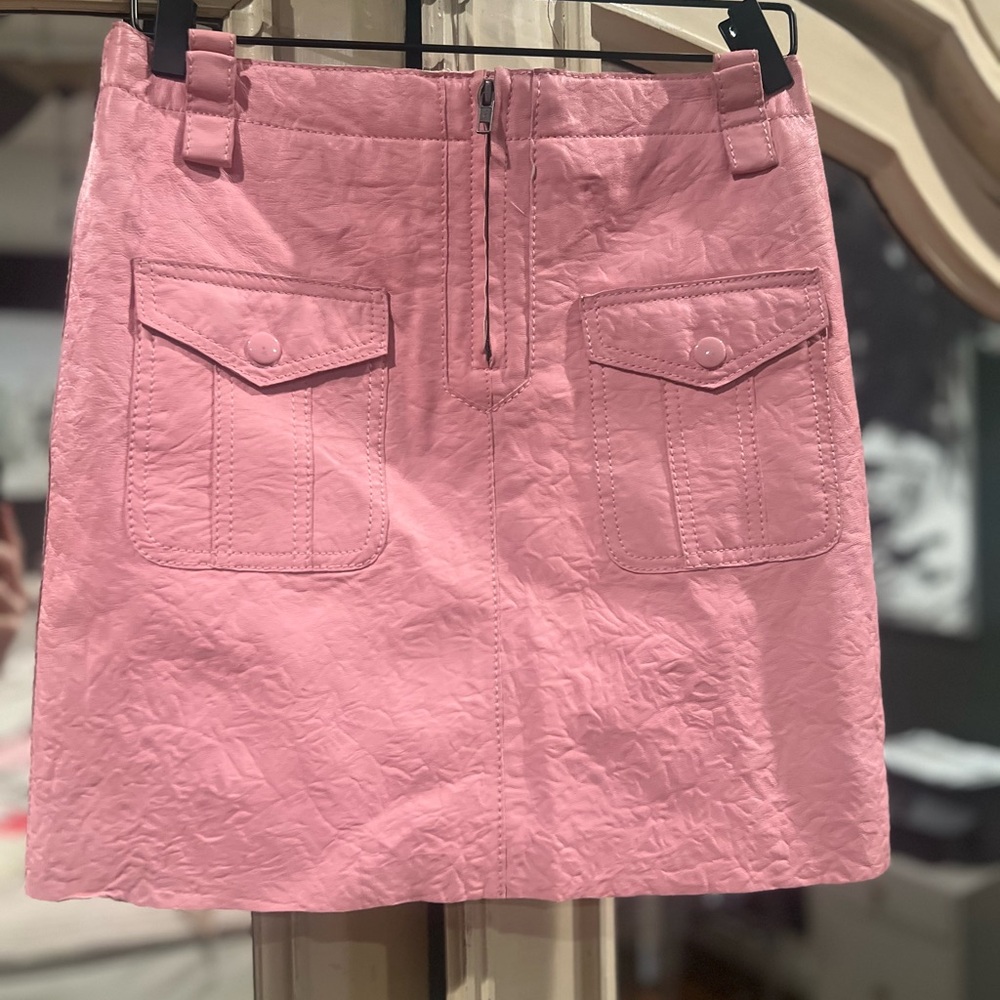 Women's Pink 100% Leather Skirt